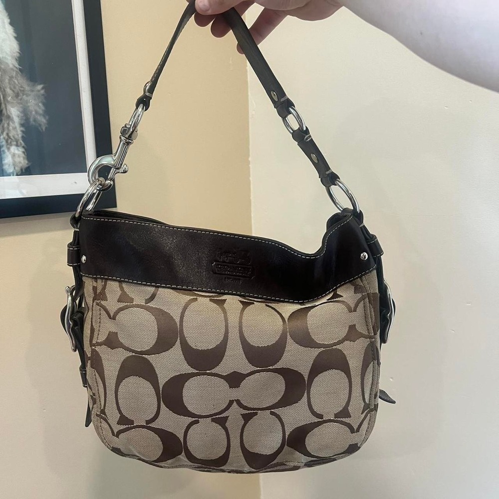 y2k 2000s signature c monogram Coach zoe hobo slouchy shoulder bag / handbag